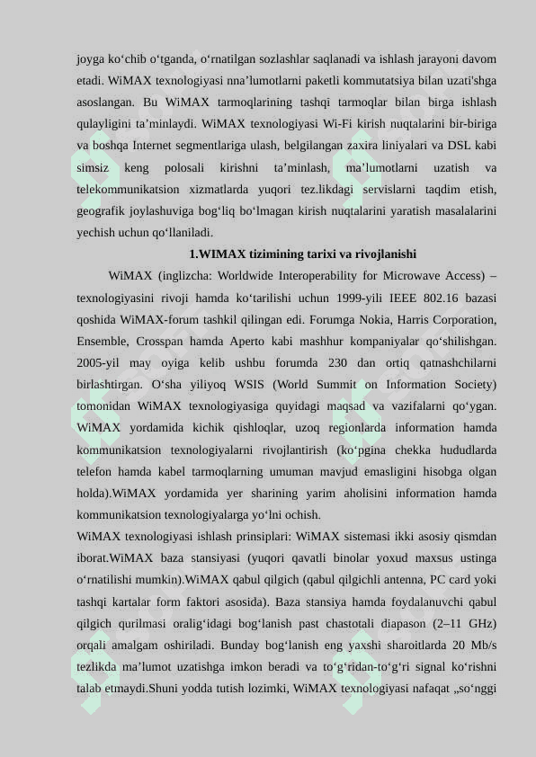 WIMAX tizimida qoʻllaniladigan texnalogiya 3