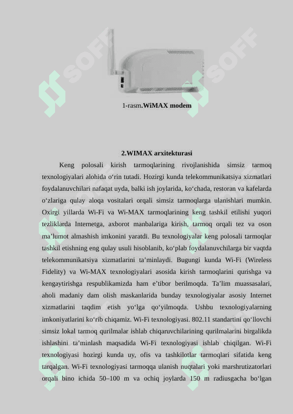 WIMAX tizimida qoʻllaniladigan texnalogiya 7