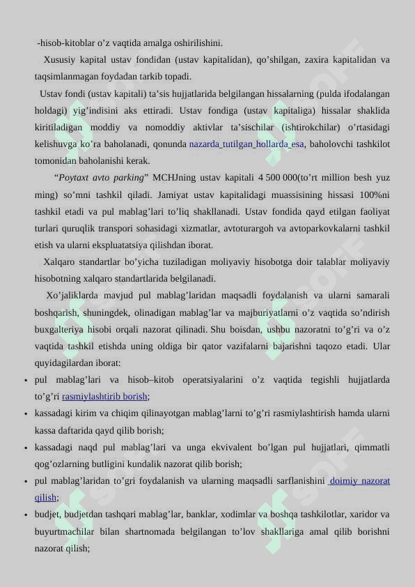 “BUXGALTERIYA HISOBI VA AUDIT” mavzusi bo'yicha amaliyot HISOBOTI 5