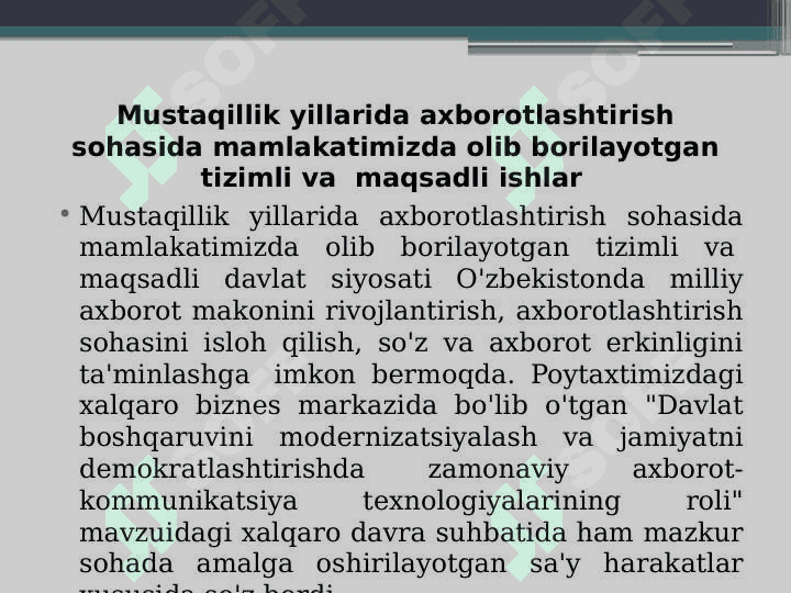 Ахbоrоt sоhаsini islоh qilish, ахbоrоt vа so’z erkinligini tа’minlаsh 2