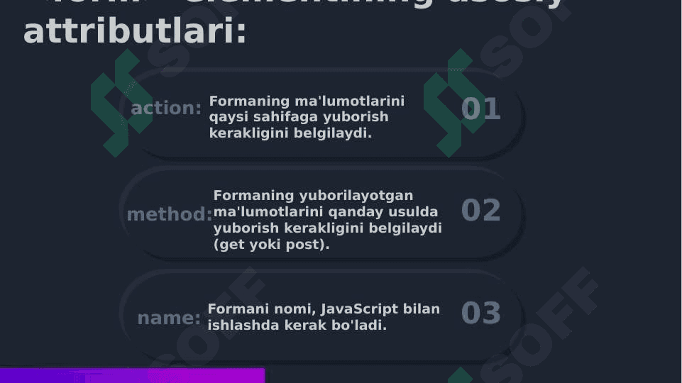HTMLda Formalar, Checkbox va radio buttonlar, GET va POSTning qo’llanilish va ularning bir-biridan farqi 5