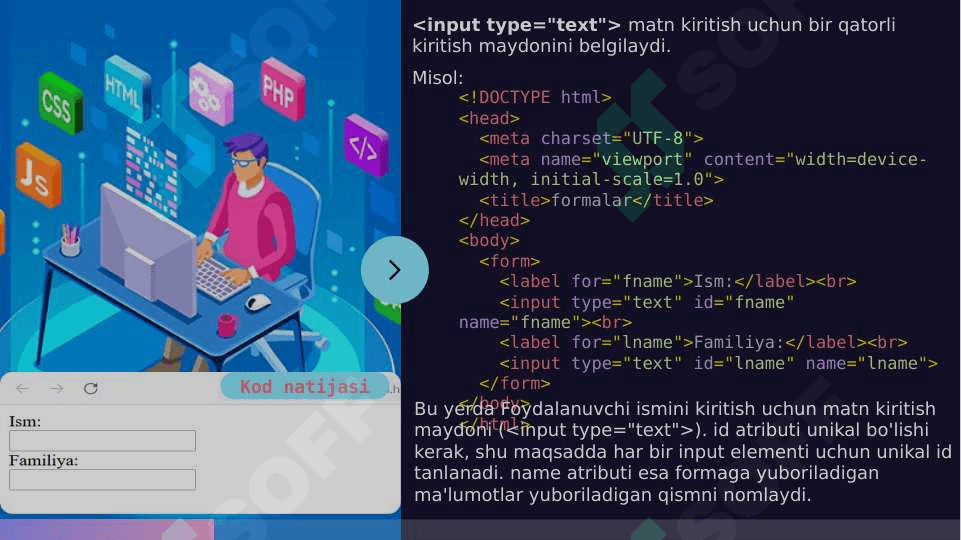 HTMLda Formalar, Checkbox va radio buttonlar, GET va POSTning qo’llanilish va ularning bir-biridan farqi 7