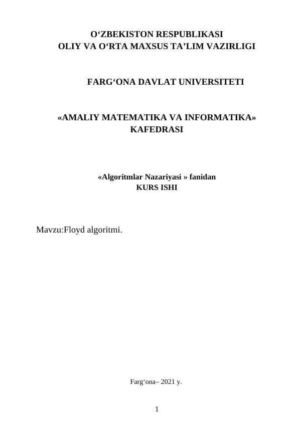 Floyd algoritmi.