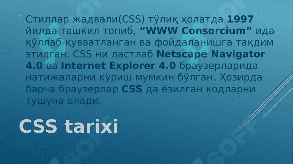 Каскад стиллар жадвали (Cascading Style Sheets – CSS) CSS қўлланилиш усуллари.  Стилларни қайта аниқлаш. STYLE  элементи. 6