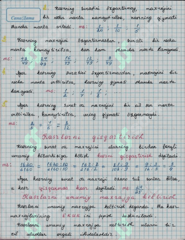 Matematika nazariya qo'lyozma formula 6