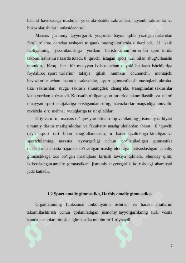 Gimnastikada tayyorgarlik turlarining o‘rni 7