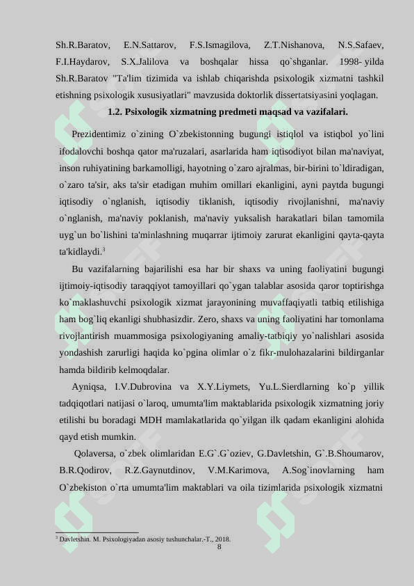 Psixologik xizmatni tashkil etish muammolari 8