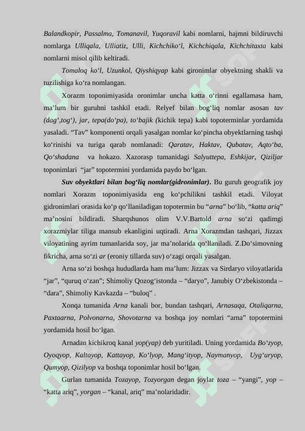 Xorazm viloyati toponimlari 3