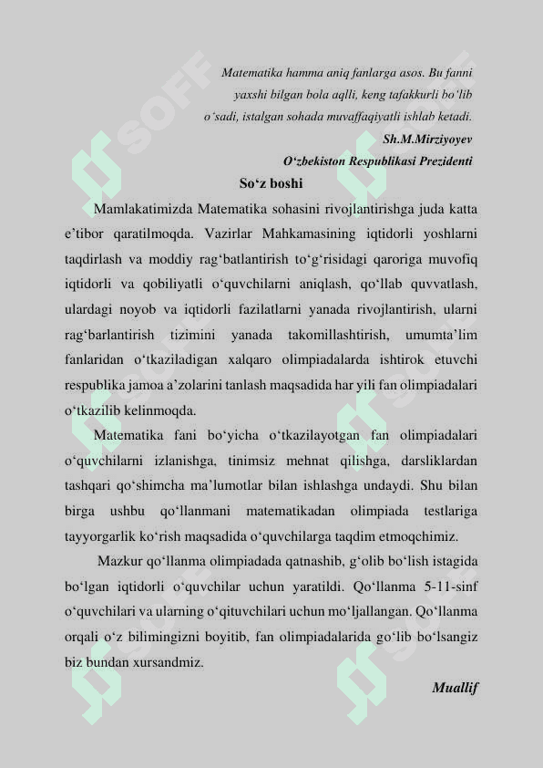 Matematika olimpiada test sinf 3