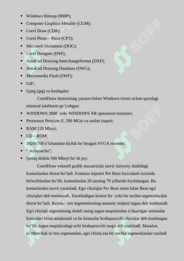 Grafik fayllarni  import va eksport qilishda CorelDraw dasturining ijobiy jihatlari. 7