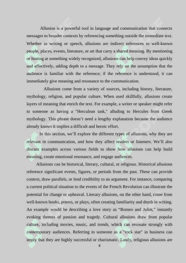 Allusions in various styles. 8