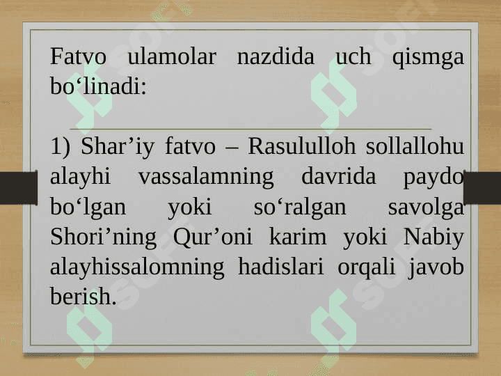 FATVO ASARLARNING  TURLARI 3
