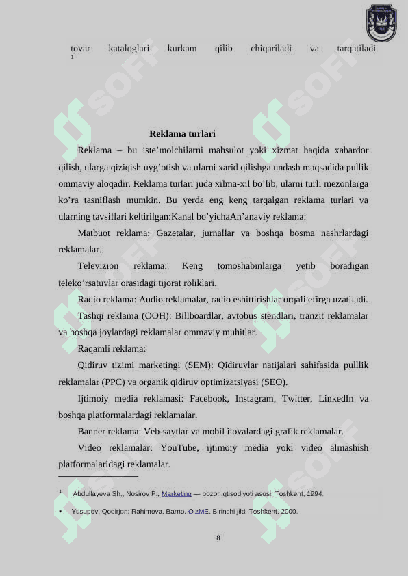 Reklama va uning turlari 8