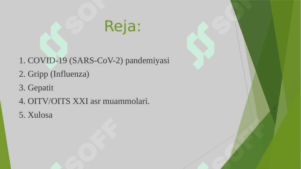 COVID-19, Gripp, Gepatit, va OITV/OITS – XXI asr muammolari 2
