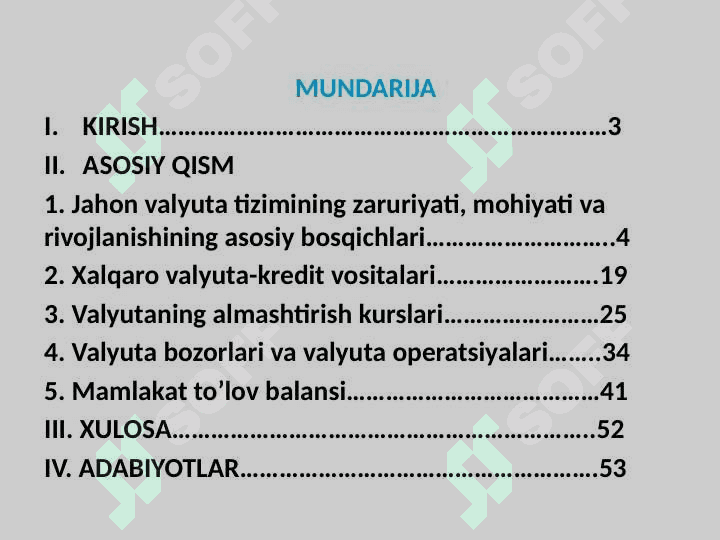 Xalqaro valyuta kredit munosabatlari 2