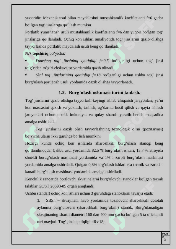 Tog’ jinslarini qazib olish 5