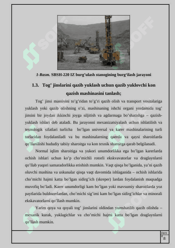 Tog’ jinslarini qazib olish 8