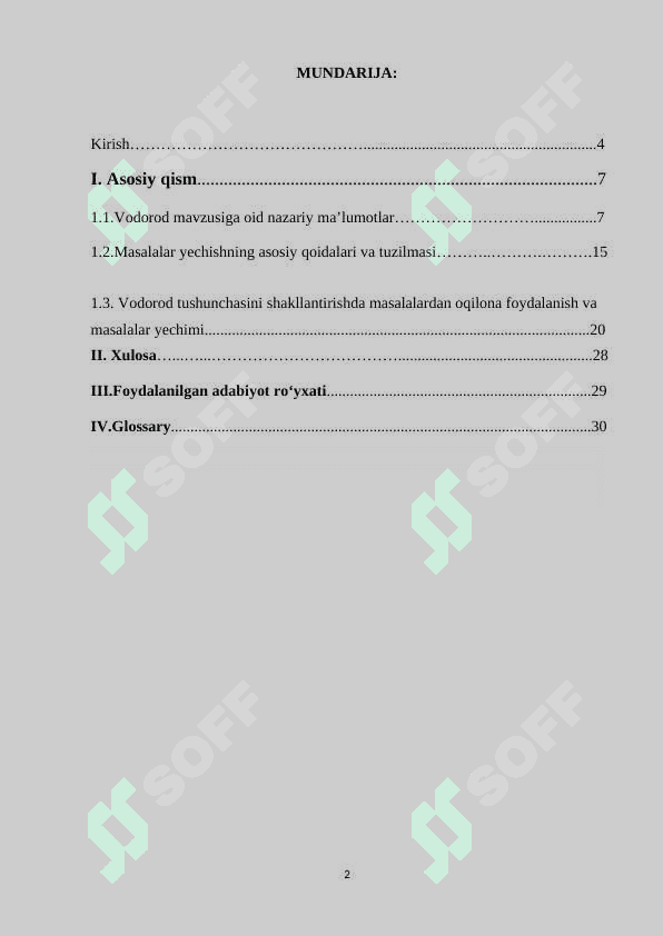 “Vodorod va uning xossalari”mavzusiga oid masalalar yechish metodikasi 2