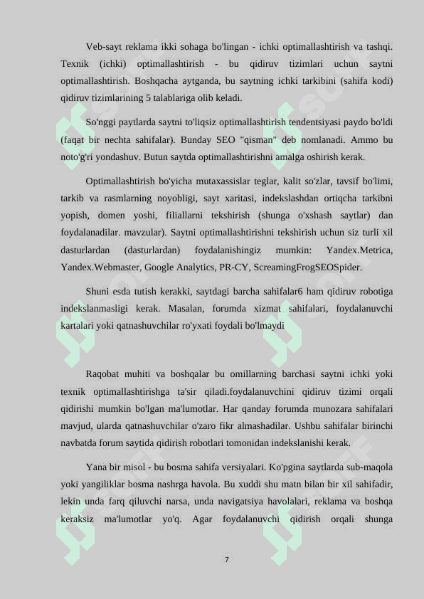 “Qahvaxona” saytini optimizatsiyalash va Google, Yandexda indeksatsiya qilish. 7