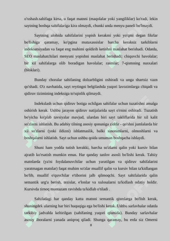 “Qahvaxona” saytini optimizatsiyalash va Google, Yandexda indeksatsiya qilish. 8