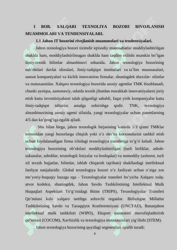 Xalqaro texnologiya bozorining rivojlanish tendensiyasi 6