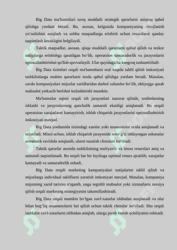 Big Data texnologiyasi tashkilotlarning katta hajmdagi va xilma maqola 2