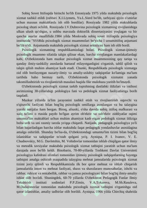 Psixologik xizmatni tashkil etish  -   КУРС ИШИ 7