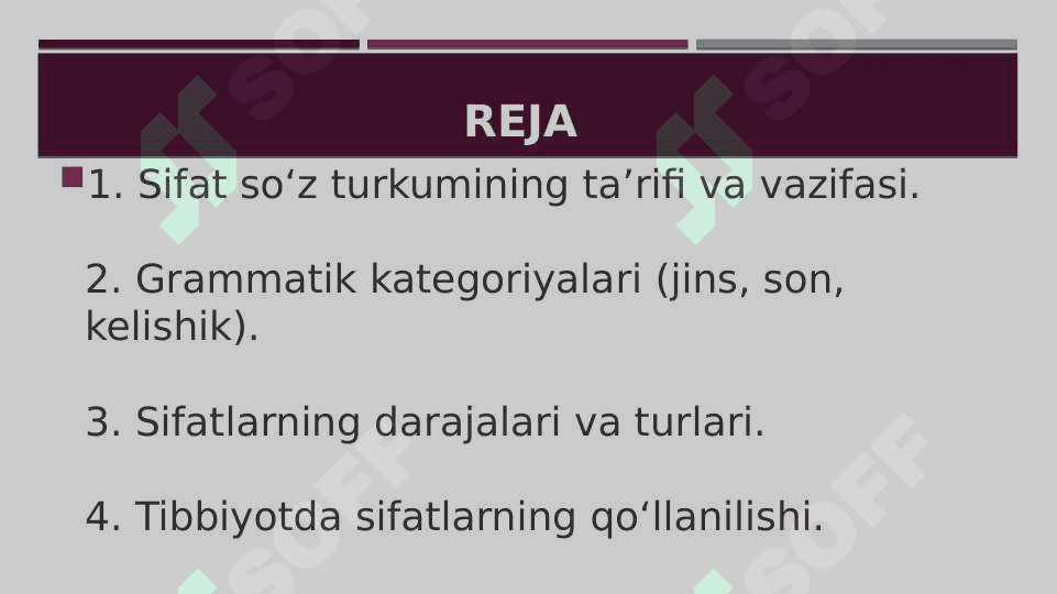Lotin tili. Sifat Soʻz turkumi va uning grammatik kategoriyalari 2