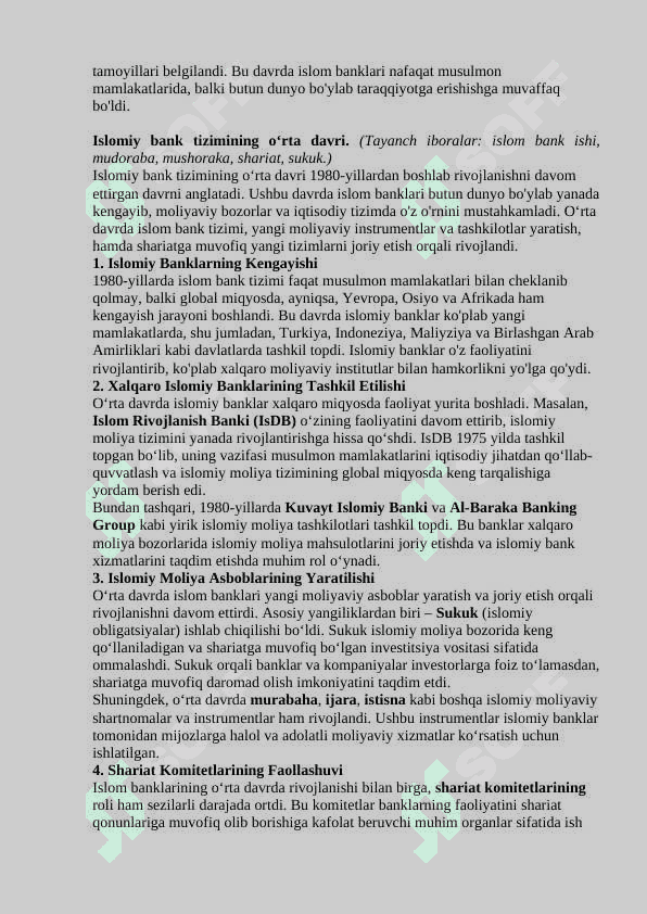 Islom banki tarixi test savollari 3