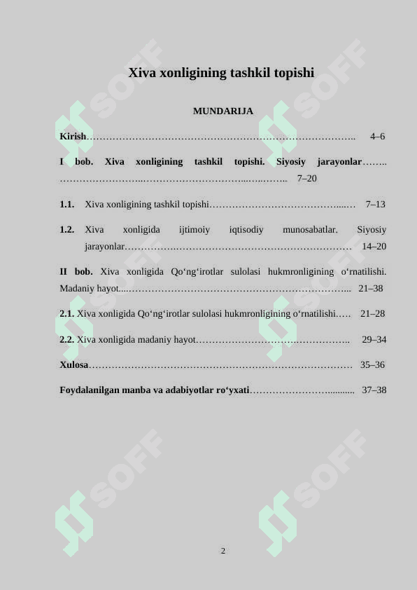 Xiva xonligining tashkil topishi 2