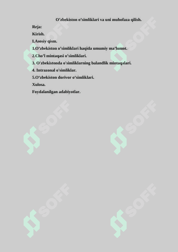 O’zbekiston o’simliklari va uni muhofaza qilish. 6