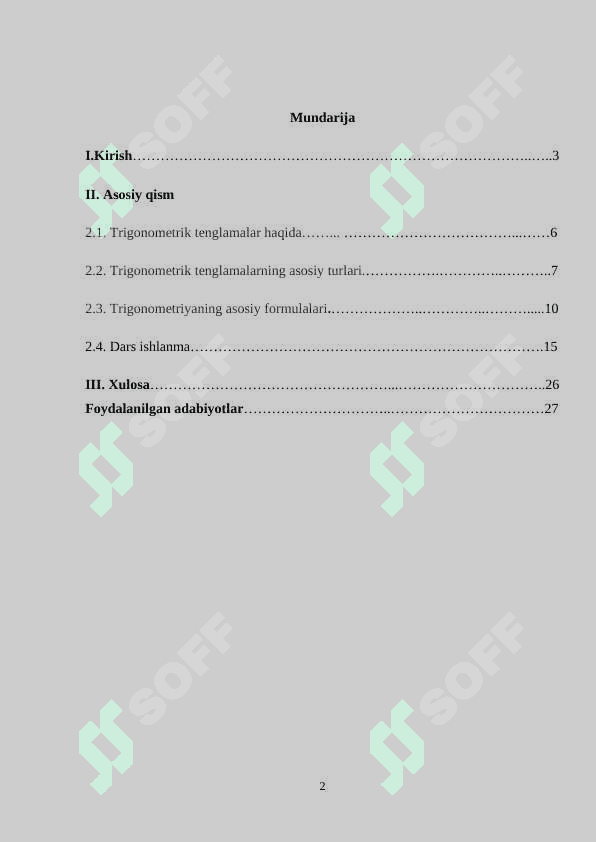 : Nostandart trigonometrik tenglamalarni yechish. 2