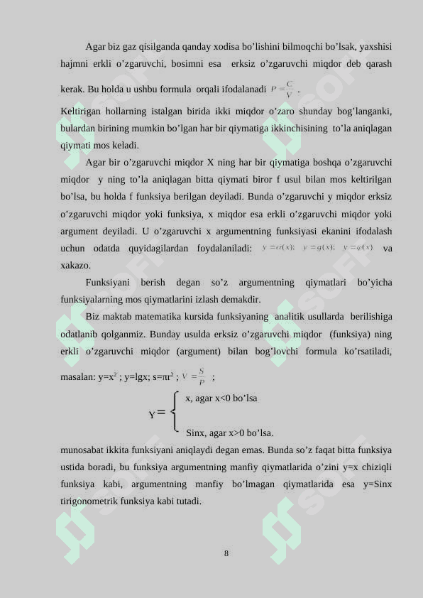 : HOSILANI FUNKSIYANI TEKSHIRISHGA TADBIQI 8