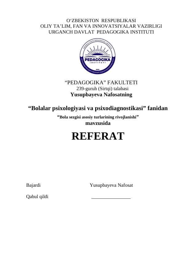 Bola sezgisi asosiy turlarining rivojlanishi