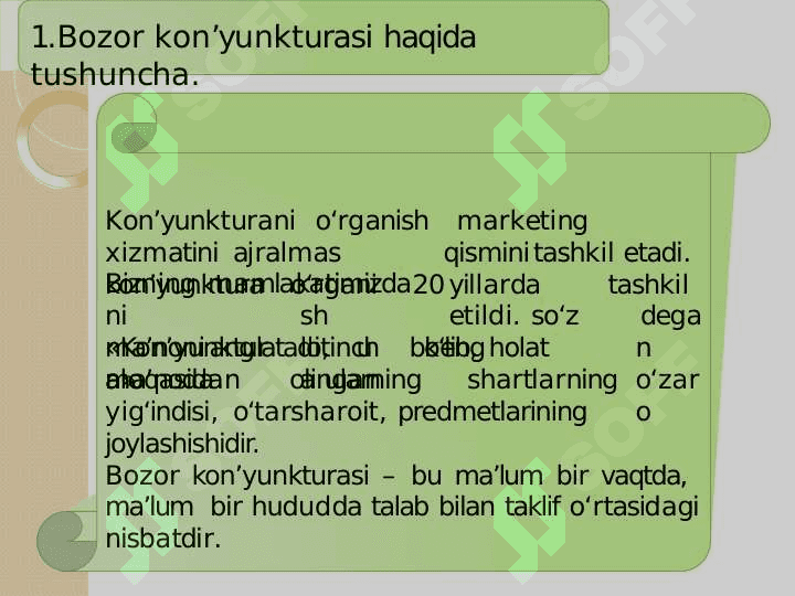 BOZOR KON’YUNKTURASINI TADQIQ ETISH VA BASHORAT QILISH. 2
