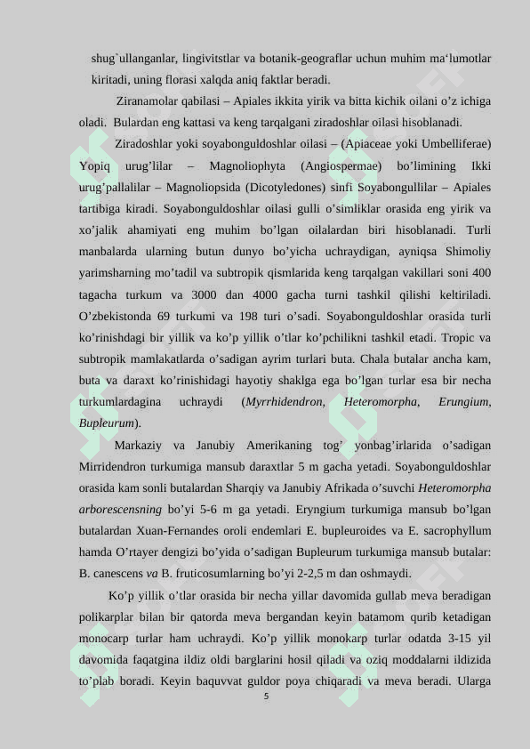 ZIRADOSHLAR  (APIACEAE)  OILASI 5