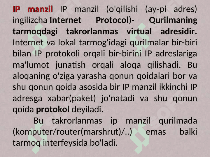 Kompyuter tarmog`ida adreslash. IP adreslarni taqsimlash 7