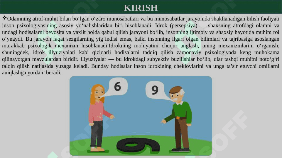 Idrok. Idrok ilyuziyasini organish metodlari 2