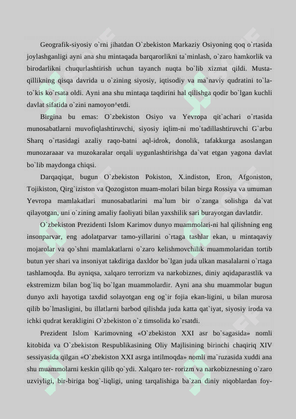 O`zbekiston Respublikasining jahon hamjamiyatiga qo`shilishi 4
