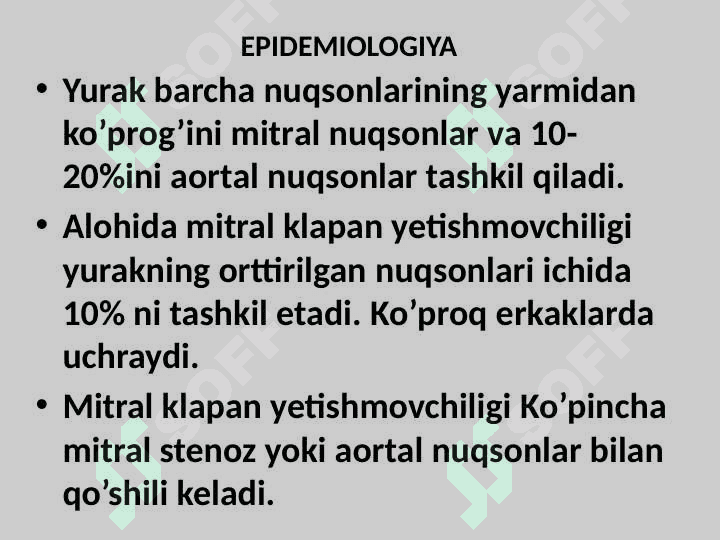 YURAK ORTTIRILGAN NUQSONLARI. Yurak mitral va aortal nuqsonlari 4