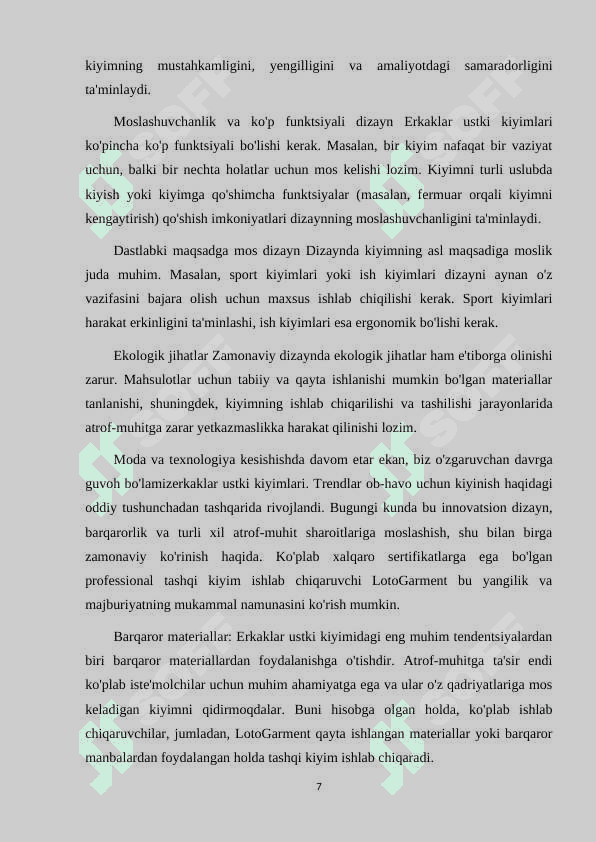 ERKAKLAR USTKI KIYIMI DIZAYININI LOYIHALASH VA TEXNOLOGIK JARAYONNI ISHLAB CHIQISH 7