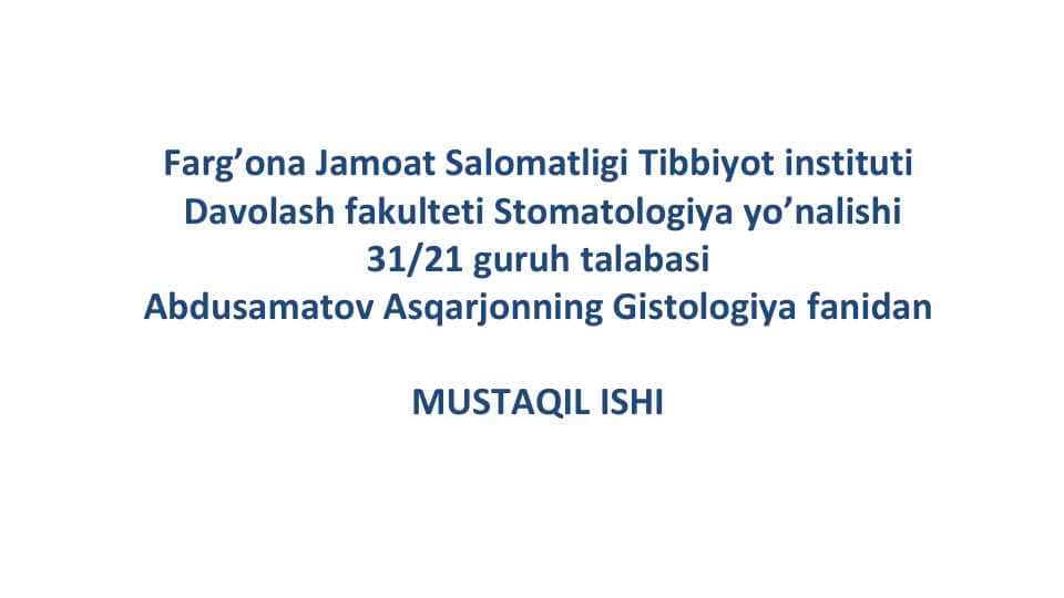 Gistalogiya teri va uning hosilalari