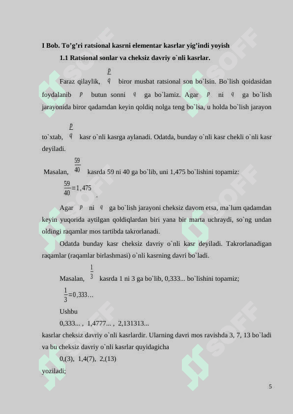 To’g’ri ratsional kasrni elementar kasrlar yig’indi yoyish 5