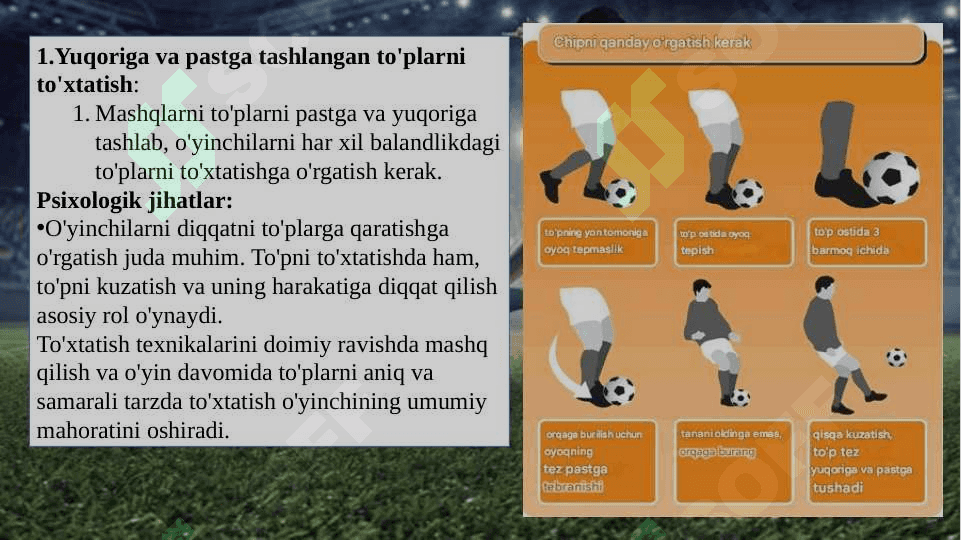 To'pni to'xtatish texnikasini o'rgatish 5