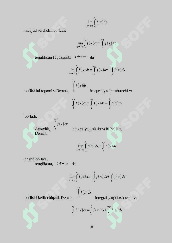 Xosmas integrallar 8
