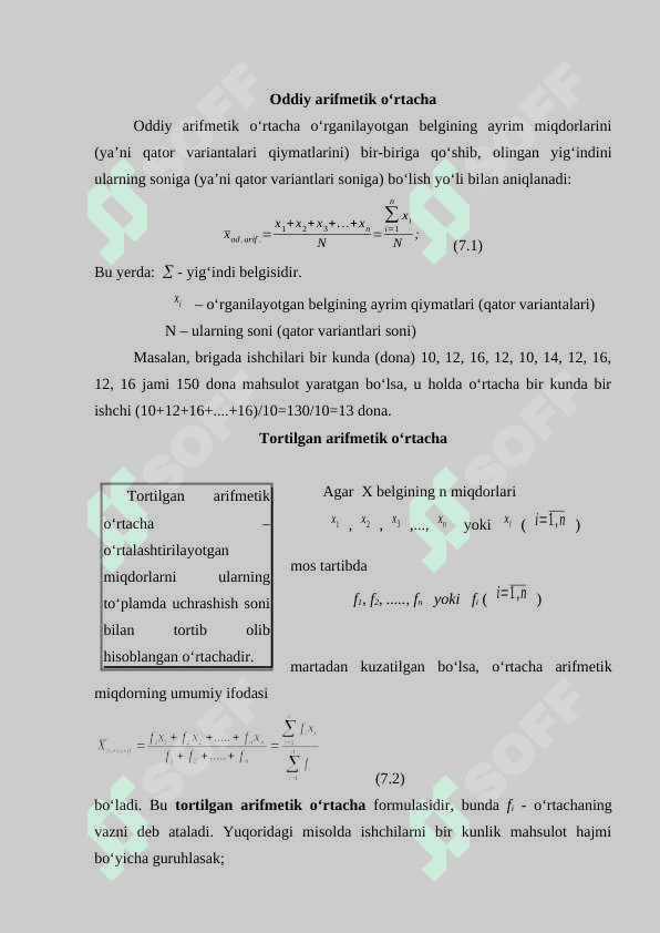Tuzilmaviy o'rtacha ko`rsatkichlar 6