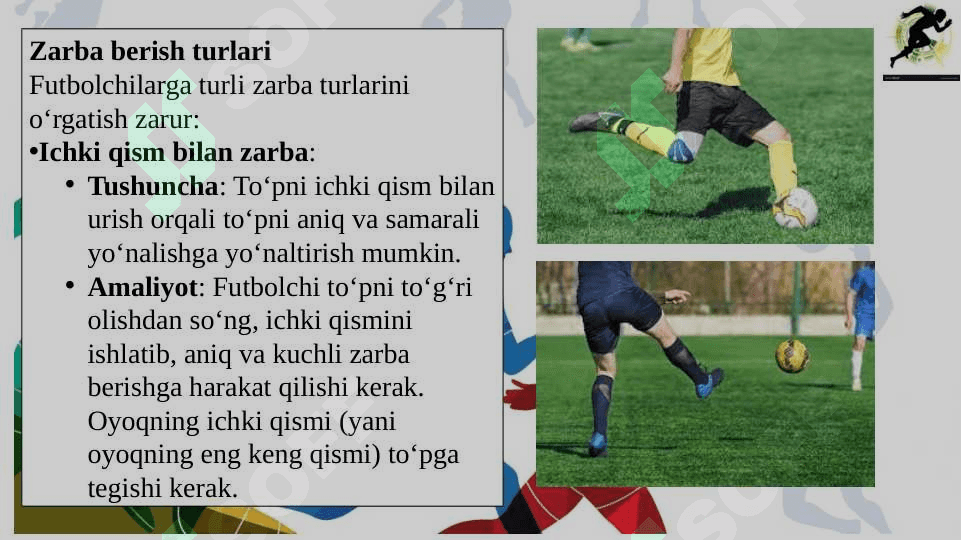Futbol topga zarba berish texnikasini o‘rgatish 3