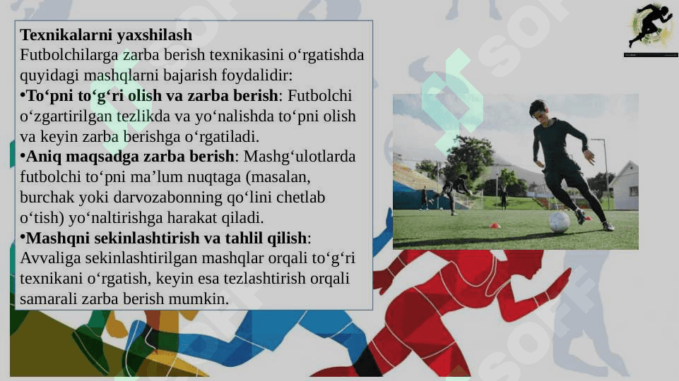 Futbol topga zarba berish texnikasini o‘rgatish 5