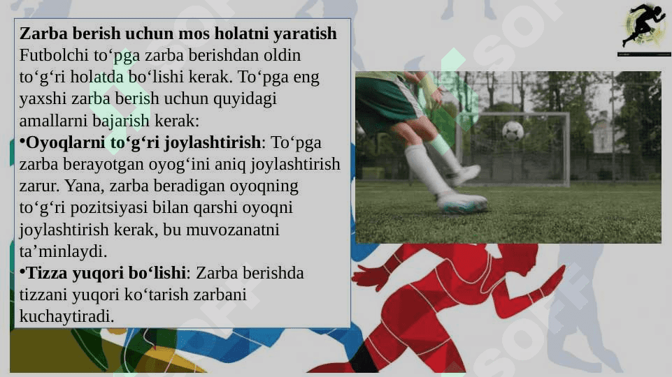 Futbol topga zarba berish texnikasini o‘rgatish 6