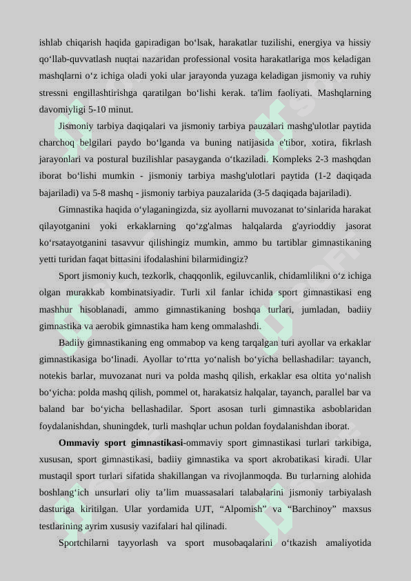 Gimnastikaning sogʻlomlashtiruvchi turlari 3
